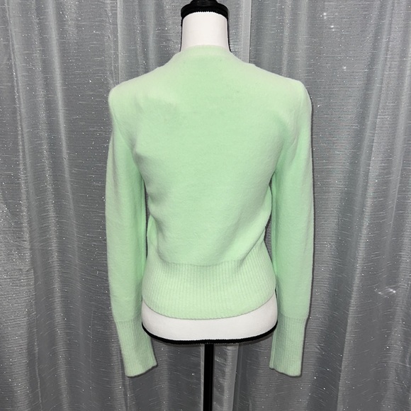 Zara Light Green Rhinestone Jewel Button Down Cardigan Sweater - Picture 10 of 10